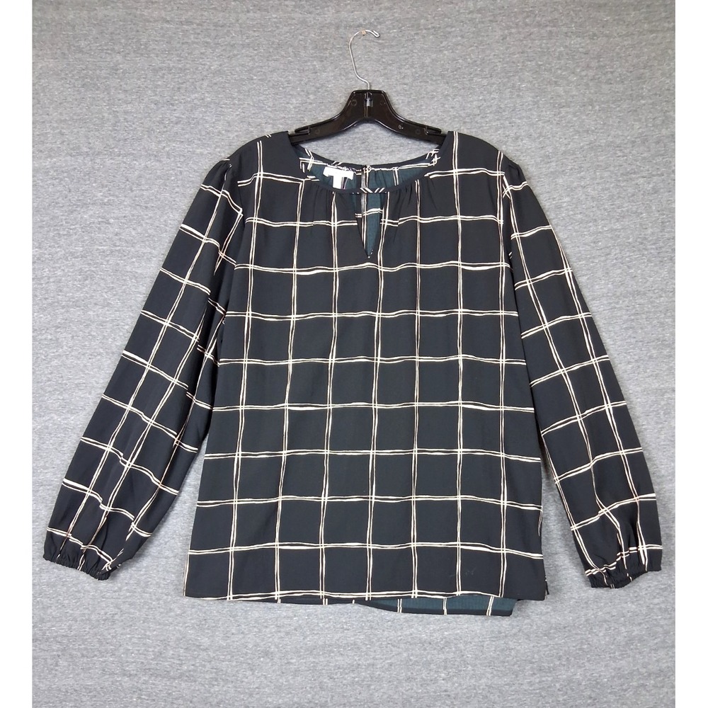 NEW Maurices Womens Shirt XL Black Brown Plaid Lightweight Academia Preppy